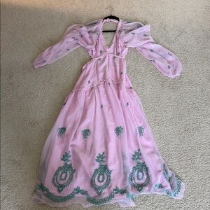 ASOS Pink Long Sleeve Dress with Green Detailing